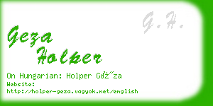 geza holper business card